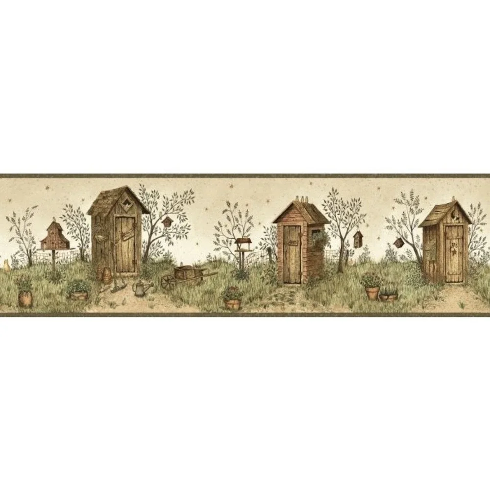 Chesapeake Country Outhouses Wallpaper Border 2 Rolls Rustic #414047 NEW